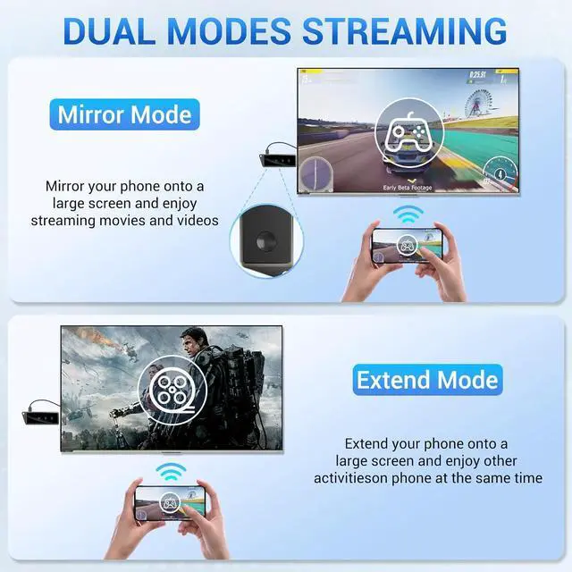 Alt view image 7 of 7 - Wireless HDMI Display Dongle Adapter, Portable Transmitter, Streaming Video/Audio/Files from Smartphone, Laptop to HDTV/Monitor/Projector HDMI Wireless Extender, Supports Airplay DLNA Miracast