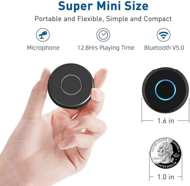 Alt view image 3 of 7 - Bluetooth 5.0 Auxiliary Adapter for Automotive, Wireless Audio Receiver, Portable Hands-Free Kit with RCA AUX 3.5mm for Home/Car Stereo Music Streaming Sound System