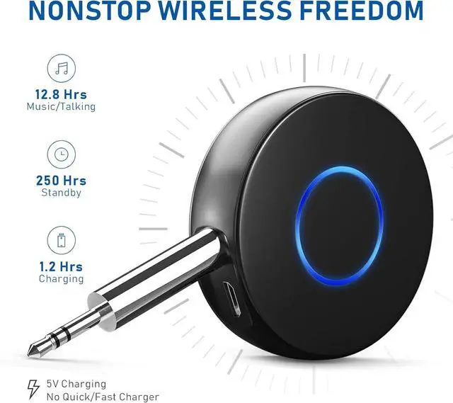 Alt view image 4 of 7 - Bluetooth 5.0 Auxiliary Adapter for Automotive, Wireless Audio Receiver, Portable Hands-Free Kit with RCA AUX 3.5mm for Home/Car Stereo Music Streaming Sound System