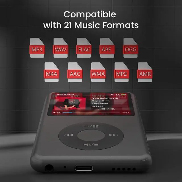 Alt view image 7 of 7 - Mp3 Player with Bluetooth Y1 128G Digital Music Player Portable Mini HiFi Sound Video Version Upgrade 2025 Black Good Gift