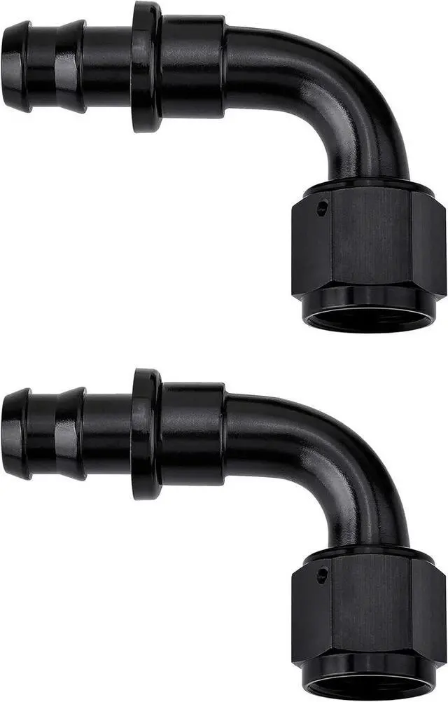Main image of 10AN 90-degree push-lock hose fitting ends black 2PCS