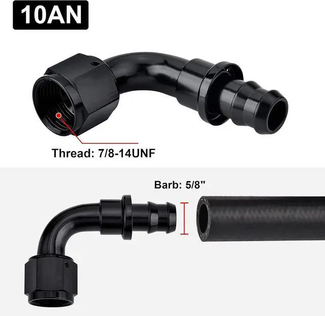 Alt view image 2 of 5 - 10AN 90-degree push-lock hose fitting ends black 2PCS