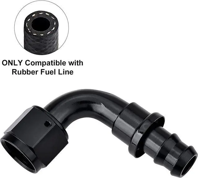 Alt view image 3 of 5 - 10AN 90-degree push-lock hose fitting ends black 2PCS