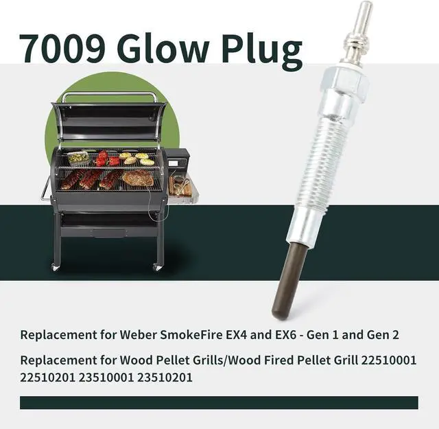Alt view image 3 of 7 - Glow Plug Replacement for Weber SmokeFire EX4/EX6/EPX6 Wood Pellet BBQ Smoke Igniter Part 7009 22510001 22510201 23510001 23510201, Silver (2 Pack)