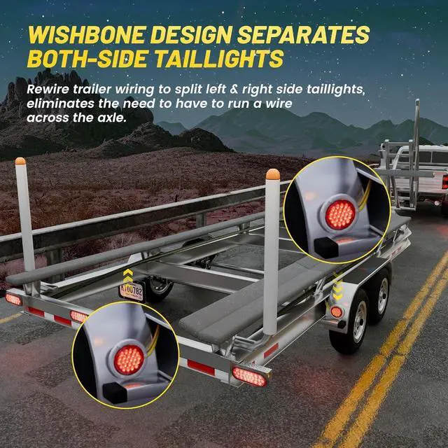 Alt view image 2 of 7 - 4-Pin 5-Wire Trailer Harness 22FT for Rewiring Both Side Tail Lights, Solid Copper Wishbond Trailer Light Kit 4-Way Flat 5-Wire Plug with Nylon Mesh Tube Protection