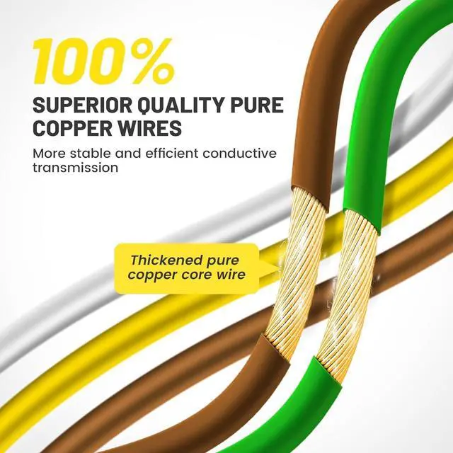 Alt view image 4 of 7 - 4-Pin 5-Wire Trailer Harness 22FT for Rewiring Both Side Tail Lights, Solid Copper Wishbond Trailer Light Kit 4-Way Flat 5-Wire Plug with Nylon Mesh Tube Protection