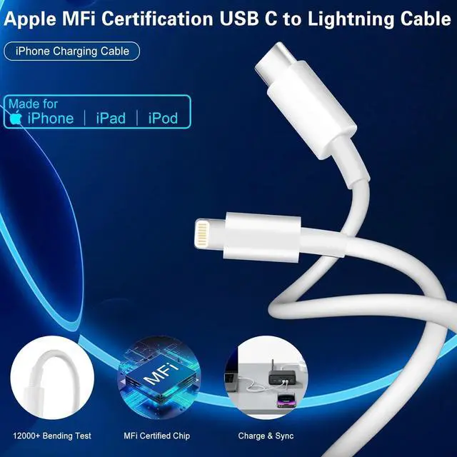 Alt view image 5 of 7 - iPhone Fast Charger, Dual Port A/C Apple iPhone Charger Fast Charging Block, 2-Pack Fast Dual A/C iPhone Wall Charger Adapter, 10FT USB C to Lightning Cable for iPhone14 ProMax/13/12/11/XS/XR/iPad