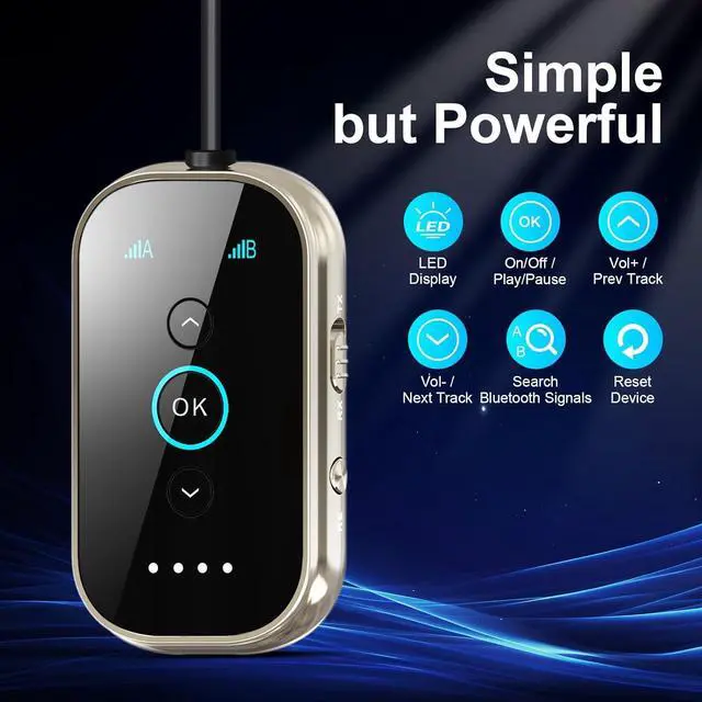 Alt view image 2 of 7 - Ultra Bluetooth 5.4 Transmitter Receiver - CNC Aluminum and Ceramic Glass |Dual Link for 2 AirPods/Headphones |AptX Adaptive/High Definition Audio |Wireless Transmitter for Airplanes/TVs/Cars/Gyms