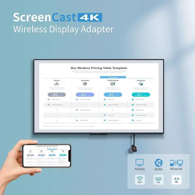 Alt view image 5 of 6 - 4K Wireless HDMI Display Adapter for APP YouTube TV Adapter for i-Phone, i-Pad, Android, Tablet, Laptop, HDTV Window/Monitor/Projector, Compatible with Miracast, AirPlay, DLNA