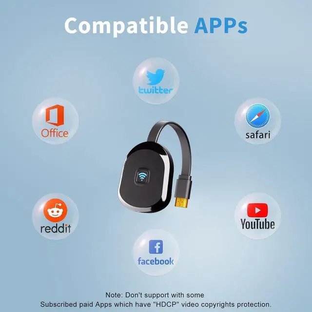 Alt view image 6 of 6 - 4K Wireless HDMI Display Adapter for APP YouTube TV Adapter for i-Phone, i-Pad, Android, Tablet, Laptop, HDTV Window/Monitor/Projector, Compatible with Miracast, AirPlay, DLNA