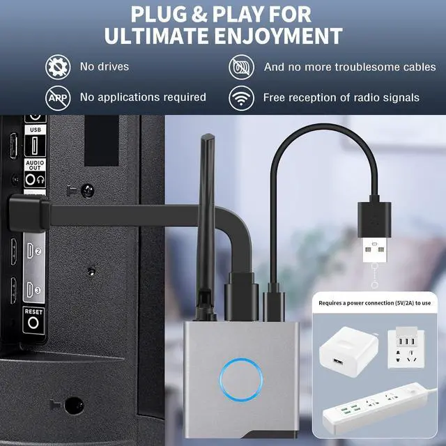 Alt view image 6 of 7 - Wireless HDMI Display Dongle Adapter 4K, Wireless Receiver, Streaming Video/Audio/Files HDMI Wireless Extender from Laptops, PCs, Smartphones to HDTV Projector Displays