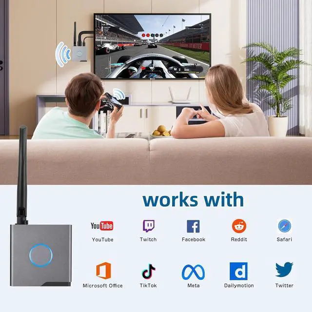 Alt view image 7 of 7 - Wireless HDMI Display Dongle Adapter 4K, Wireless Receiver, Streaming Video/Audio/Files HDMI Wireless Extender from Laptops, PCs, Smartphones to HDTV Projector Displays