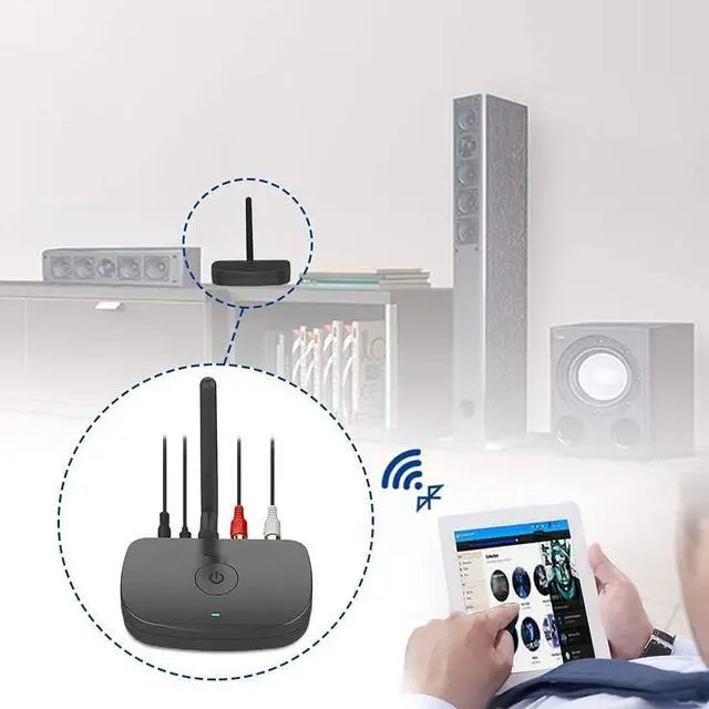Alt view image 3 of 7 - BE-RCA Remote Bluetooth Music Receiver, Wireless Audio Adapter for Wired Speakers or Home Music Streaming Stereo System, Black