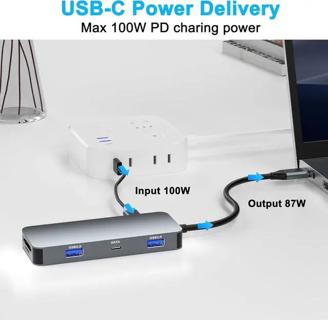 Alt view image 3 of 7 - Docking Station Dual Monitor for Dell/HP/Lenovo/Mac Laptops, Docking Station Dual Monitor for USB C Laptops, Dual HDMI Adapter for 2 Monitors, 8-in-1 USB C Hub Multi-Port Adapter with HDMI/USB/PD/SD/T