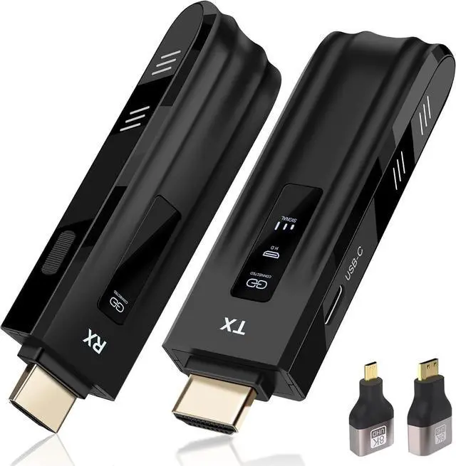 Main image of Wireless HDMI Transmitter and Receiver, 2025 Upgrade LED Display, 4K Decoding and 1080P Output, Plug and Play Portable 2.4G/5G Wireless HDMI Extender, Compatible with PC/laptop/camera/HDTV/projector/T