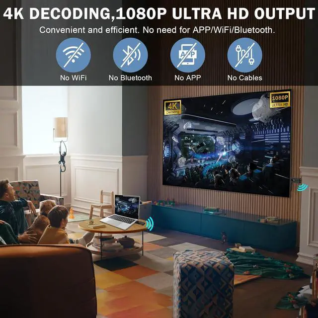 Alt view image 2 of 6 - Wireless HDMI Transmitter and Receiver, 2025 Upgrade LED Display, 4K Decoding and 1080P Output, Plug and Play Portable 2.4G/5G Wireless HDMI Extender, Compatible with PC/laptop/camera/HDTV/projector/T