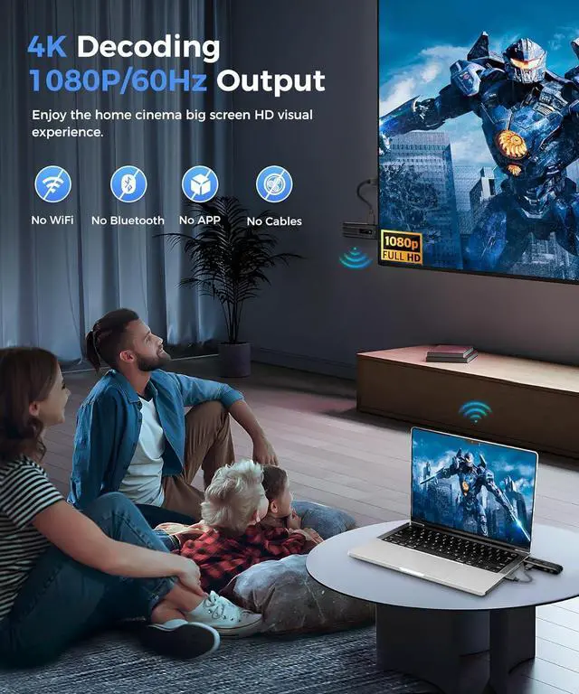Alt view image 2 of 7 - 2025 New and Upgraded Wireless HDMI Transmitter and Receiver