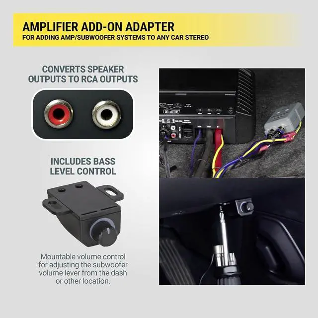 Alt view image 4 of 7 - Line Output Converter with Remote Knob - 2CH High/Low RCA Converter Car Stereo - Ideal for Subwoofer Amplifiers - Car Stereo Line Level Converter - Easy Installation - Quality Sound
