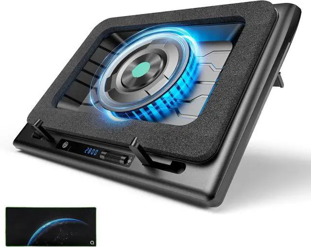Main image of Gaming Laptop Cooler, Laptop Cooling Pad Holder with 5.5-Inch External Cooling Fan, Quickly Cools Computer Laptop 15.6-21-Inch, Adjustable Speed, Touch Control, 3-Port USB A, Mouse Pad Included