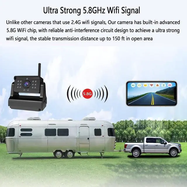 Alt view image 3 of 7 - Wireless Reversing Camera, Super Strong Signal Crystal Clear Image Magnetic Rechargeable Rear View Backup Reversing Camera for Hitching Gooseneck Horse Boat Travel Trailer Truck Camper RV Pickup Truck