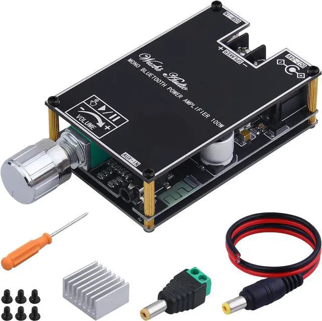 Alt view image 7 of 7 - Bluetooth Amplifier Board, 100W Mono Amplifier TWS Mini Audio Power Amplifier Module with Box Matching, Bluetooth/AUX/USB Input, DC 7-24V ZK-1001B DIY Speaker System Kit for Home Car