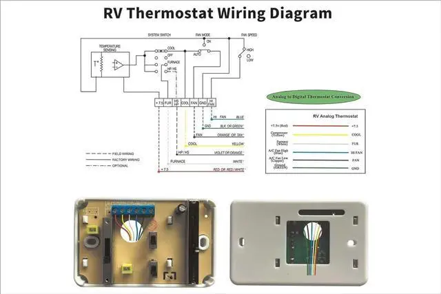 Alt view image 5 of 7 - RV Thermostat, RV Analog Thermostat Replacement for Dometic (Cooling/Furnace Only) 3106995.032,12 VDC (White)