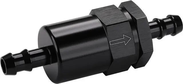 Alt view image 4 of 5 - 3/8" Billet Inline Fuel Filter 30 micron Aluminum Black