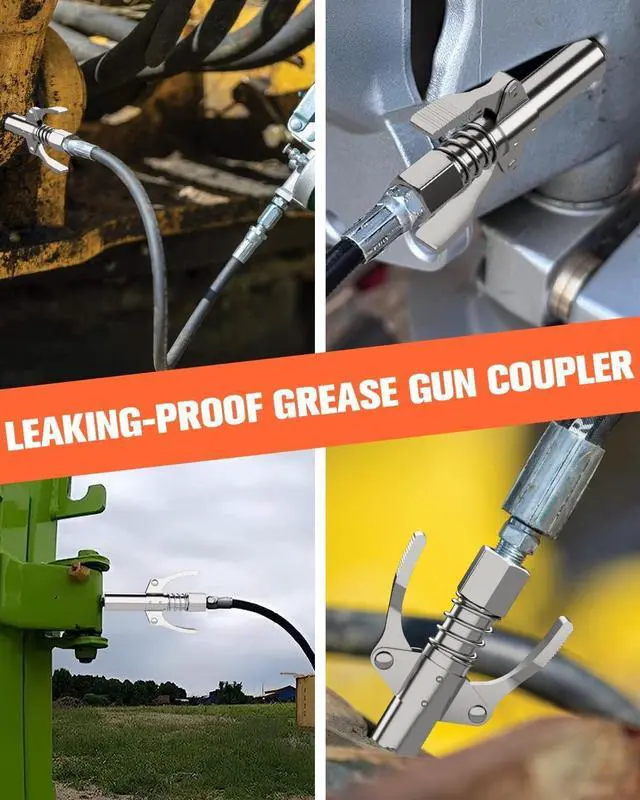 Alt view image 3 of 7 - Grease Gun Coupler Grease Gun Tip Grease Coupler, Dual Handle, Quick Lock Release, High Pressure 10,000 PSI, 6 Thick Jaw Grease Coupler, Compatible with all 1/8" NPT Grease Guns