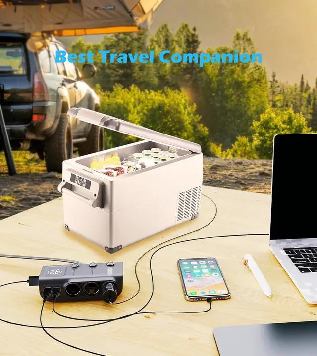 Alt view image 6 of 7 - 8-in-1 Cigarette Lighter Splitter, 3-Socket Car Charger Adapter, Type-C QC3.0 PD36W Dual USB Charger Ports, Car 12V / 24V Plug Socket with Individual Switch, LED Voltmeter (3.3FT Cable)