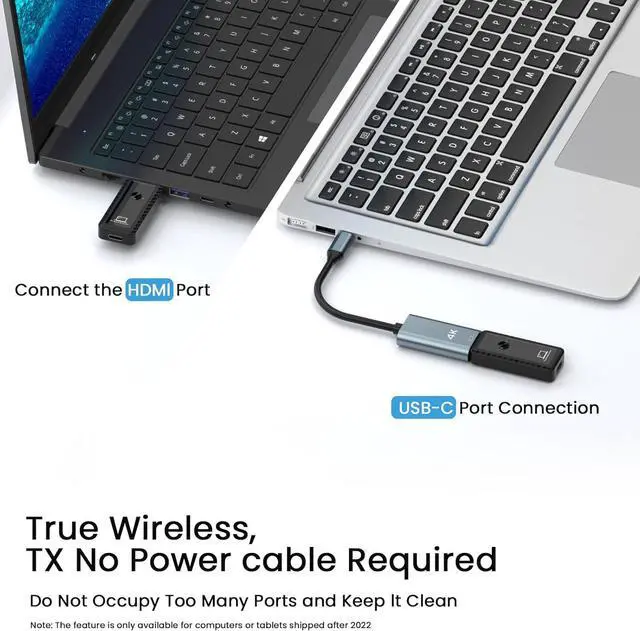 Alt view image 7 of 7 - Wireless HDMI Transmitter and Receiver, 328ft/100m, Wireless HDMI Extender Kit, Plug and Play, 4K Decoding with 2.4/5G Support, for Monitoring Streaming Video and Audio from Laptop/PC/TV Boxes