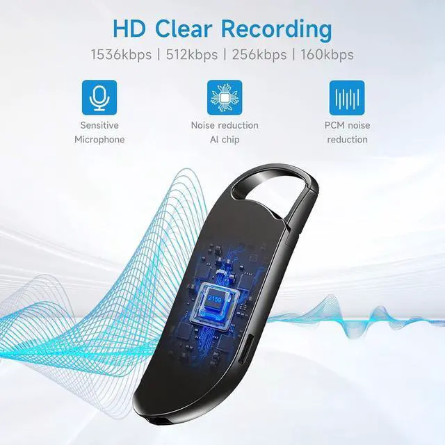 Alt view image 3 of 6 - Digital Voice Recorder, 64GB voice-activated recorder with noise reduction for work, lectures, meetings, interviews