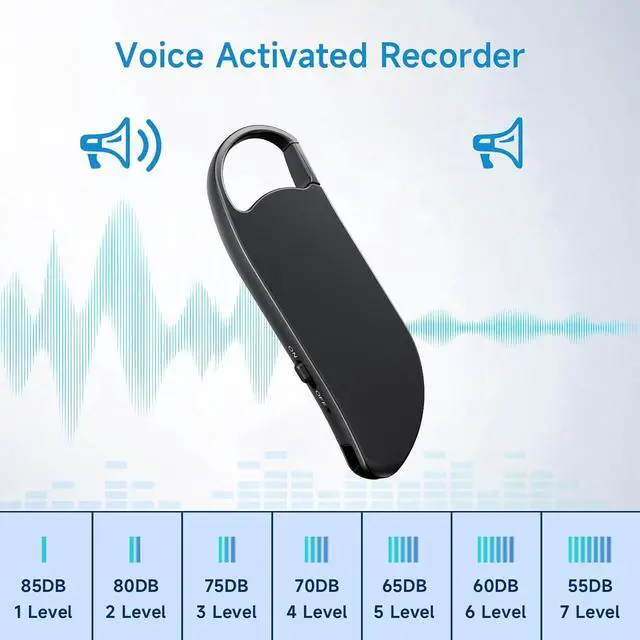 Alt view image 4 of 6 - Digital Voice Recorder, 64GB voice-activated recorder with noise reduction for work, lectures, meetings, interviews