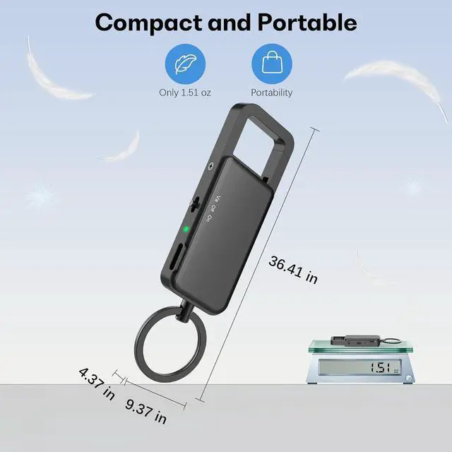 Alt view image 2 of 7 - 128GB Digital Voice Recorder - 9000 hours of storage, 24-hour battery, intelligent noise reduction, USB-C voice-activated recorder for meetings, lectures, interviews