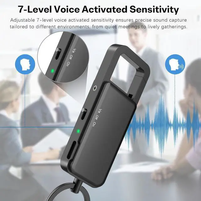 Alt view image 3 of 7 - 128GB Digital Voice Recorder - 9000 hours of storage, 24-hour battery, intelligent noise reduction, USB-C voice-activated recorder for meetings, lectures, interviews