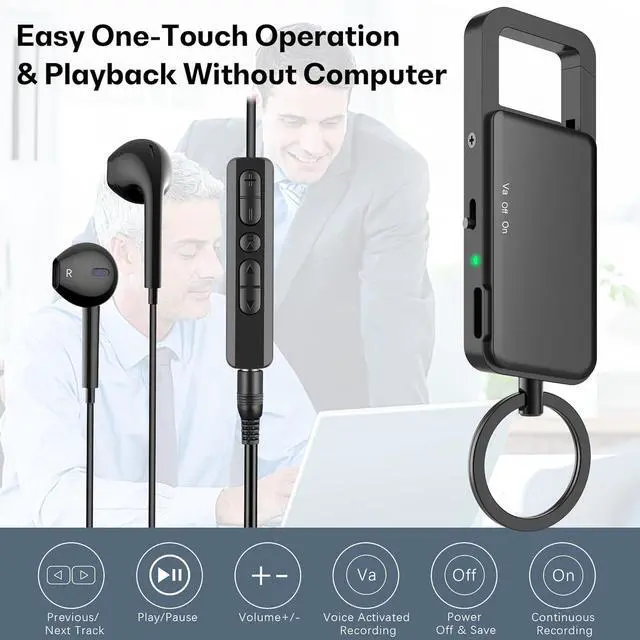 Alt view image 5 of 7 - 128GB Digital Voice Recorder - 9000 hours of storage, 24-hour battery, intelligent noise reduction, USB-C voice-activated recorder for meetings, lectures, interviews