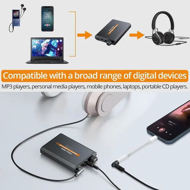 Alt view image 2 of 6 - Portable 3.5mm Headphone Amplifier Two-Stage Gain Switch, 16-300 Ohm, Aluminum Matte Finish