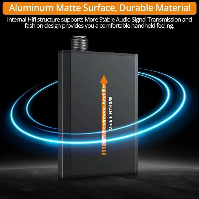 Alt view image 6 of 6 - Portable 3.5mm Headphone Amplifier Two-Stage Gain Switch, 16-300 Ohm, Aluminum Matte Finish