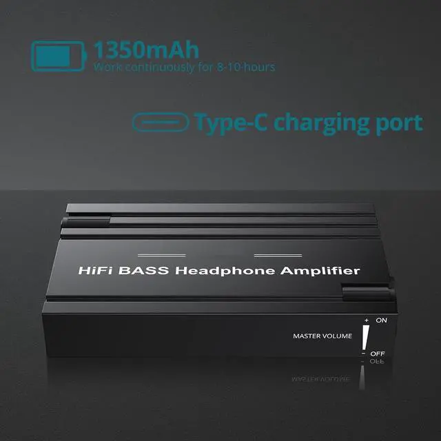 Alt view image 6 of 7 - Professional 16-600 Headphone Amplifier with Bass Boost, Portable HiFi Headphone Amplifier, Gain Switch Bass Volume Adjustment, Rechargeable Headphone Amplifier 3.5mm Jack for Cell Phones, iPad, MP3,