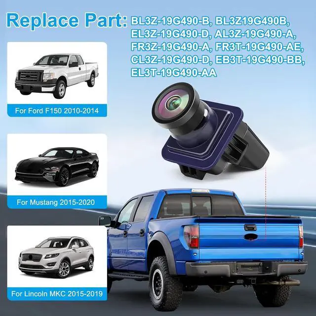 Alt view image 3 of 7 - F150 Backup Camera Rear View Parking Assist Camera 170° HD Night Vision Compatible with Ford F150 2010-2014 Mustang 2015-2020 Lincoln MKC 2015-2019 EL3T-19G490-AA EL3Z-19G490-D BL3Z-19G490-B