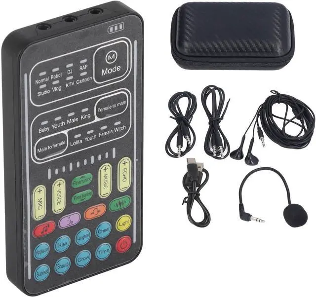 Main image of Voice Changer Set, Multi-functional Portable Recording Mini Sound Card, 8 Different Voices, High Device Compatibility, For Game Music Recording, Cell Phone Computer Voice Changer (English Version)