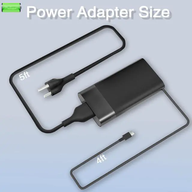 Alt view image 4 of 7 - New Slim 65W USB C Laptop Charger Compatible with HP Spectre x360, Envy, Chromebook, Elitebook x360, Pavilion, Elite x2 Travel Type C Power Cord AC Adapter