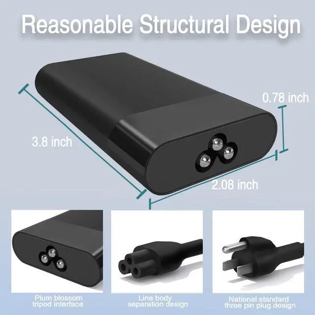 Alt view image 5 of 7 - New Slim 65W USB C Laptop Charger Compatible with HP Spectre x360, Envy, Chromebook, Elitebook x360, Pavilion, Elite x2 Travel Type C Power Cord AC Adapter