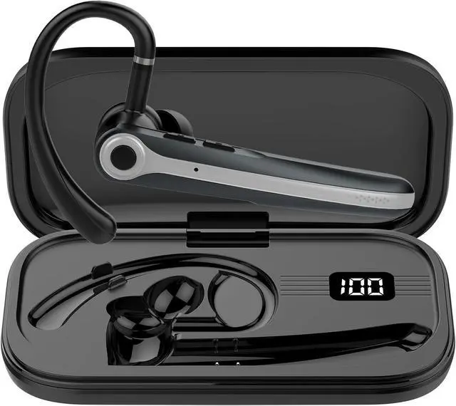 Main image of Bluetooth Headset, Wireless Bluetooth Earpiece with ENC Noise-Canceling Microphone, 120-Hour Talking Single-Ear Headset, LED Display, IPX7 Waterproof Hands-Free Headset for Business/Truck Drivers/Driv