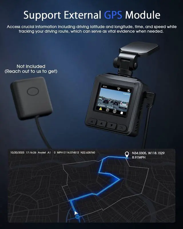 Alt view image 4 of 7 - CarLog WiFi 2K, Car Camera with APP, External GPS, 1.5-inch IPS Screen, Front CarLog, Mini CarLog, WDR Night Vision, 24-Hour Parking Monitor, Loop Recording, Gravity Sensor