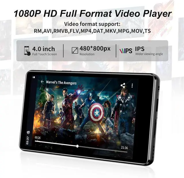 Alt view image 6 of 7 - 80GB MP3 Player with Bluetooth and WiFi, Music Player with Spotify, Pandora, M503Pro 4.0-inch Touchscreen Android MP4 MP3 Kids Player with Libby, Audible, Spotify Kids, FM Radio