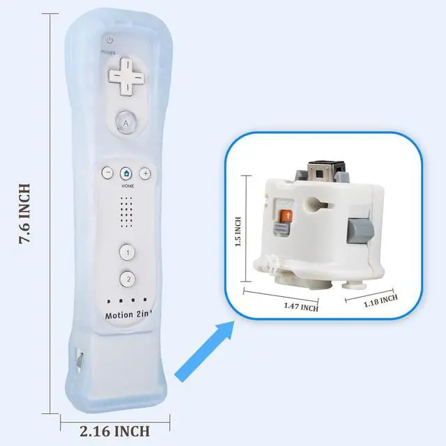 Alt view image 2 of 7 - 2-Piece Wii Motion Plus Adapter with 2 Motion Plus Adapter Accelerators and 2 Silicone Cases for Nintendo wii Remote - White