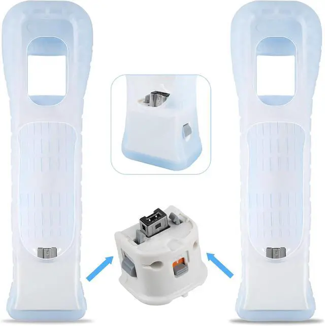 Alt view image 3 of 7 - 2-Piece Wii Motion Plus Adapter with 2 Motion Plus Adapter Accelerators and 2 Silicone Cases for Nintendo wii Remote - White