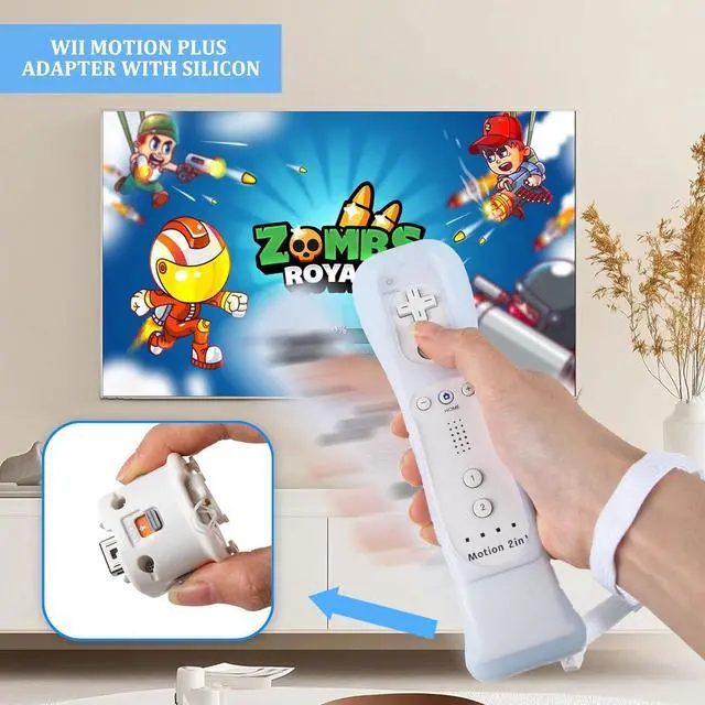 Alt view image 6 of 7 - 2-Piece Wii Motion Plus Adapter with 2 Motion Plus Adapter Accelerators and 2 Silicone Cases for Nintendo wii Remote - White