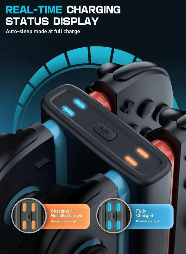 Alt view image 3 of 7 - Charging Dock for Nintendo Switch 2 Joy Con, [Dual Sided Charging Support] [9 Lighting Modes] Magnetic Controller Quick Charger Stand Compatible with Switch 2 Joy Con Accessories, Black