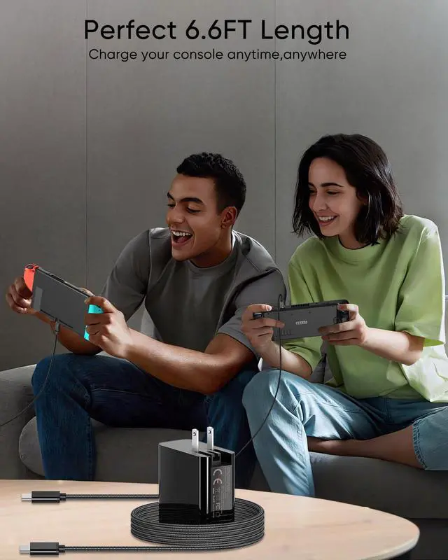 Alt view image 7 of 7 - 65W Fast Charger for Steam Deck, Nintendo Switch 2 and ROG Ally - PD3.0 Foldable AC Adapter with 6.6FT USB C Cable, Switch 2 Charger Supports TV Dock, PS Console [Original Steam Deck Charger Replaceme